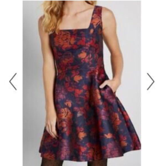 NWT Modcloth RSVP Ready Navy Floral Sleeveless Dress Size 10 - Picture 1 of 14